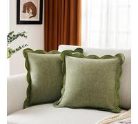 Ohocut Sage Green Scalloped Pillow Cover Pack of 2 Spring Chenille Decorative Throw Pillow Covers 20x20 Cute Boho Couch Pillow Covers Aesthetic Funky Preppy Pillow Cases for Sofa Living Room