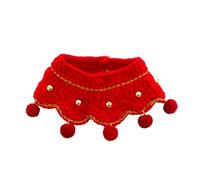 ohodhmnu Cat Accessories, New Year Crochet Pet Saliva Towel Festive Collar with Small Pompoms Pendant Adjustable Cat Neckwear Puppy