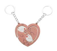 ohodhmnu Couple Keychain, 2pcs Wooden Keychain Otters Cat Pendant Keyring Matching Puzzles Key Chain for Backpack Luggage Bag Jewelry