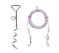 ohodhmnu Dogs Stake Tie Out Cable Set 9.8/16.4/32.8ft Steel Wire for Small to Large Dogs Outdoor Yard Beach