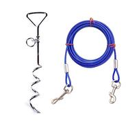 ohodhmnu Dogs Stake Tie Out Cable Set 9.8/16.4/32.8ft Steel Wire for Small to Large Dogs Outdoor Yard Beach