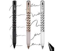 Ohohoo 3pcs Geometric Metal Crinkle Fidget Pen, Shape Shifting Sensory Pens with 0.5mm Gel Ink, Smooth Writing Stress Relief Toys for School Office, Multicolor