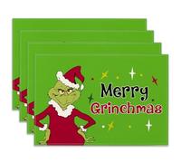 Ohok Christmas Placemats Set of 4 12x18 Inch Christmas Decor Table Mat for Party Dining Decoration (Grinch Merry Grinchmas)