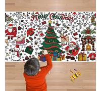 OHOME Christmas Giant Coloring Poster/Tablecloth-Christmas Crafts for Kids-30 x 72 Inches Jumbo Paper Coloring Banner for Kids Activities Games Party Decorations