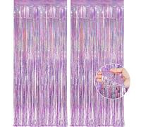 OHOME Pink Tinsel Curtain Party Backdrop Foil Fringe Metallic Laser Party Streamers Birthday Disco Bachelorette Bridal Wedding Graduation Baby Shower Decor Party Decorations,2 Pack,3.3ftx8.2ft