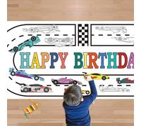 OHOME Race Car Giant Coloring Poster/Tablecloth - Race Car Birthday Party Decorations - 30 x 72 Inches Jumbo Coloring Banner Kids Crafts Activities Decor Party Supplies
