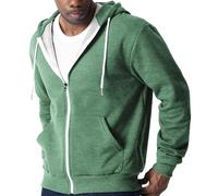 Ohoo Mens Slim Fit Lightweight Zip Up Hoodie with Pockets Long Sleeve Full-Zip Hooded Sweatshirt, Dcf670-jade Green (Fleece), XL