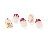 ohora Christmas Semi Cured Gel Nail Strips (N Gingerbread Cane) - Salon-Quality, Long Lasting, Includes 2 Prep Pads, Nail File & Wooden Stick