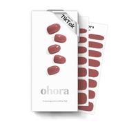 oHora Semi Cured Gel Nail Strips (Cream Rose) - Brown, 30 Pcs, UV Lamp Compatible, Salon-Quality, Long-Lasting & Easy to Apply, Includes 2 Prep Pads, Nail File & Stick