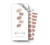 ohora Semi Cured Gel Nail Strips (N Carmel) - Works with Any Nail Lamps, Salon-Quality, Long Lasting, Easy to Apply & Remove - Includes 2 Prep Pads, File & Wooden Stick