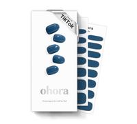 ohora Semi Cured Gel Nail Strips (N Cream Indigo) - Blue, Solid, 30 Pcs for 2 Nail Cycles, UV Lamp Compatible, Salon-Quality, Long-Lasting & Easy to Apply, Includes 2 Prep Pads, Nail File & Stick