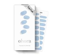 ohora Semi Cured Gel Nail Strips (N Cream Sky) - Works with Any UV Lamps, Salon-Quality, Long Lasting, Easy to Apply & Remove - Includes 2 Prep Pads, Nail File & Wooden Stick
