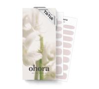 ohora Semi Cured Gel Nail Strips (N Glazed Glow) - White, Glazed, Works with Any UV/LED Lamps, Salon-Quality, Long Lasting, Easy to Apply & Remove - Includes 2 Prep Pads, Nail File & Wooden Stick