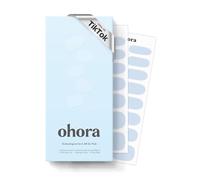 ohora Semi Cured Gel Nail Strips (N Greyish Blue) - Works with Any Lamps, Salon-Quality, Long Lasting, Easy to Apply & Remove - Includes 2 Prep Pads, Nail File & Wooden Stick