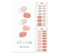 ohora Semi Cured Gel Nail Strips (N Lovesome) - Red, Solid, 30 Pcs for 2 Cycles, UV Lamp Compatible, Salon-Quality, Long-Lasting & Easy to Apply, Includes 2 Prep Pads, Nail File & Stick
