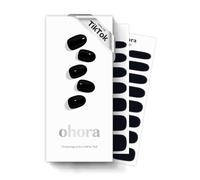 ohora Semi Cured Gel Nail Strips (N Onyx) - Dark, Solid, 30 Pcs for 2 Nail Cycles, UV Lamp Compatible, Salon-Quality, Long-Lasting & Easy to Apply, Includes 2 Prep Pads, Nail File & Stick