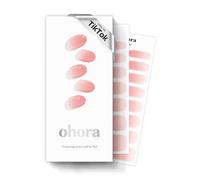 ohora Semi Cured Gel Nail Strips (N Peach Latte) - Works with Any UV Lamps, Salon-Quality, Long Lasting, Easy to Apply & Remove - Includes 2 Prep Pads, Nail File & Wooden Stick