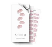 ohora Semi Cured Gel Nail Strips (N Pixie Dust) - Nude, Glitter, 30 Pcs for 2 Cycles, UV Lamp Compatible, Salon-Quality, Long-Lasting & Easy to Apply, Includes 2 Prep Pads, Nail File & Stick