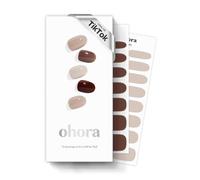 ohora Semi Cured Gel Nail Strips (N Roasting) - Works with Any Nail Lamps, Salon-Quality, Long Lasting, Easy to Apply & Remove - Includes 2 Prep Pads, File & Wooden Stick
