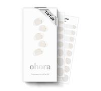 ohora Semi Cured Gel Nail Strips (N Sylph) - White, French, 30 Pcs for 2 Cycles, UV Lamp Compatible, Salon-Quality, Long-Lasting & Easy to Apply, Includes 2 Prep Pads, Nail File & Stick