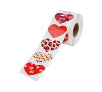 OHPHCALL 1 Roll 500pcs Self-Adhesive Labels Heart Shaped Stickers Paper Material Easy to Stick White Full of Love Elements Fine Workmanship for Valentine's Day Wedding Party Tags