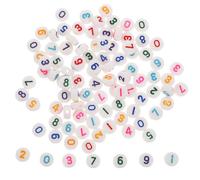 OHPHCALL 100pcs Assorted Colour Acrylic Number Beads Lightweight Portable Flat Oval Beads for Handmade Crafts, DIY Bracelet Making, Keychain and Necklace Accessories