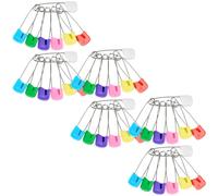 OHPHCALL 100pcs Plastic Head Safety Pins for Diaper and Clothing with Locking Fastener, Portable Steel Pins Suitable and Adult Use, for Newborn Essentials and Scarf Safety Random Color