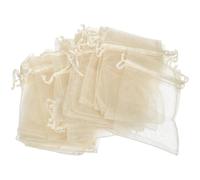 OHPHCALL 100pcs Small Organza Bags Party Favor Bag Easy to Carry Keep Things Tidy Chic Elegant Look Beige Drawstring for Birthdays Anniversaries