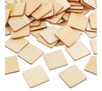 OHPHCALL 100Pcs Small Square Wood Pieces DIY Craft Blanks Wooden Slices 30Mm Wood Blocks for Painting, Carving, and Creative Projects