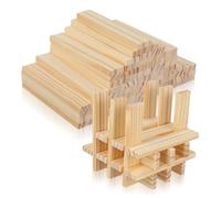 OHPHCALL 100pcs Unfinished Wood Building Blocks for Stackable Hardwood Strips for Preschool DIY Crafting and Outdoor Play Educational Model Building