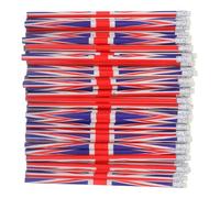 OHPHCALL 100pcs Union Jack Wooden Lead Pencils 7.5 Inch with Erasers for