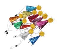 OHPHCALL 10pcs Adjustable Dog Birthday Hats with Pompom Soft Mini Cone Party Caps for Small Dogs and Cats Comfortable Pet Birthday Party Decorations for Holiday Celebrations and Puppy