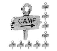 OHPHCALL 10pcs Alloy Camp Keychain Charms with Unique Design for DIY Projects, Versatile Use, Silver Metal Travel Key Chain Pendants Suitable for Camping and Adventure Jewelry