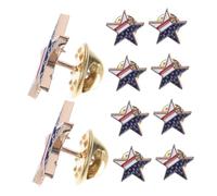 OHPHCALL 10pcs American Flag Five Pointed Star Brooch Pins for Independence Day Celebrations Patriotic Usa Alloy Lapel Pins Stylish Accessories for Womens Outfits and Festive Events