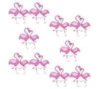 OHPHCALL 10pcs Flamingo Iron-on Patches for Clothes and Jackets, Sew-on Embroidered Appliques in Pink, Sturdy Cloth Material, for Craft Decoration and Clothes Repair