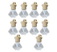 OHPHCALL 10pcs Glass Perfume Bottle Car Air Fresheners Hanging Essential Oil Diffuser Pendants with Wood Caps, Purify the Air and Distribute Fresh Fragrance, for Car Interior and Home Use