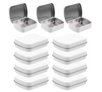 OHPHCALL 10pcs Mini Portable Tin Storage Boxes with Hinged Lids, 60x47x15mm White Glossy Metal Cases for Bead, Jewelry, Candy, Party Favor, Travel Organizer
