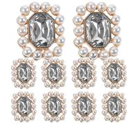 OHPHCALL 10pcs White Alloy Decorative Buttons for Crafting and Sewing, Eye-catching Rectangular Pearl Rhinestone Buttons Suitable for Making Crafts and Decorating Suits