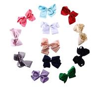 OHPHCALL 12pcs Bow Hair Clips Lovely Mixed Color Barrettes for Girls Elegant Hair Accessories for Various Occasions for Dress-up and Everyday Use