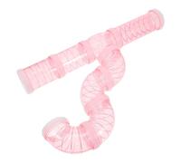 OHPHCALL 12Pcs DIY Hamster Cage Tube Labyrinth Set with Pink Blocks and End Caps, External Hamster Tunnel for Small Pets’ Play and Exercise
