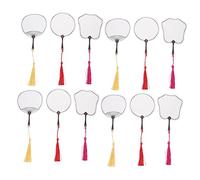 OHPHCALL 12pcs Fan Shaped Blank Paper Bookmarks with Tassels Chinese Style DIY Graffiti Craft for Students Graduation Gift Creative Reading Accessories