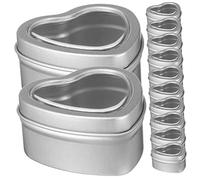 OHPHCALL 12pcs Heart Shaped Metal Tins with Clear Windows for Candle Making Treats and Diy Projects Elegant Design for Organizing Candies Treasures and