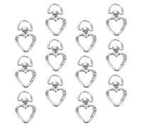 OHPHCALL 12pcs Heart Shaped Spring Ring Clasps Keychain Clips in Silver Zinc Alloy, Versatile and Easy to Use for DIY Projects and Decorative Items, Stylish Small Carabiner Purse Clasps