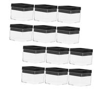 OHPHCALL 12pcs Plastic Specimen Storage Boxes with Black Base 42x42x33mm, Square Mineral Display Containers for Collectors and Crystal Sample Organization