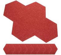 OHPHCALL 12pcs Red Felt Board Memo Board Tiles with Multi-Functional Design and Hexagonal Shape Wall Bulletin for Office and Home Protect the Wall with Creative Notice Felt Mat