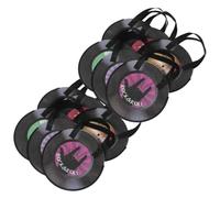OHPHCALL 12pcs S Rock and Roll Themed Favor Bags with Handles Lightweight Non-woven Fabric Candy Goodie Bags for Events Retro Vinyl Records Design Tote for Adults