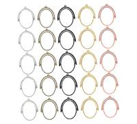 OHPHCALL 25Pcs Oval Hollow Alloy Bezel Charms for DIY Jewelry Making Rotatable Open Frame Pendants in Imitation Gold Rose Gold White K Black and Antique Lightweight Crafting Accessories
