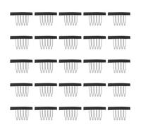 OHPHCALL 25pcs Wig Clips Combs with 6-teeth Steel Design for DIY Making and Professional Use, Black Cloth and Steel Material, Easy to Sew and Fix Hairpieces