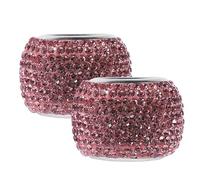 OHPHCALL 2pcs Car Headrest Collars Rhinestone Rings Pink Copper Bling Car Accessories No Modification Needed Beautifully Crafted Luxury Interior Decoration for Vehicle