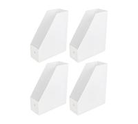 OHPHCALL 2pcs Desktop Document Organizer Plastic File Holder with Frosted Milk White Double-sided Design, 9x24x27cm Vertical Office File Rack for Desktop Storage and Filing
